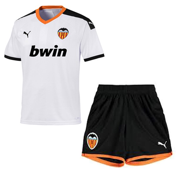 Camiseta Valencia Replica Primera Ropa Niño 2019/20 Blanco Negro